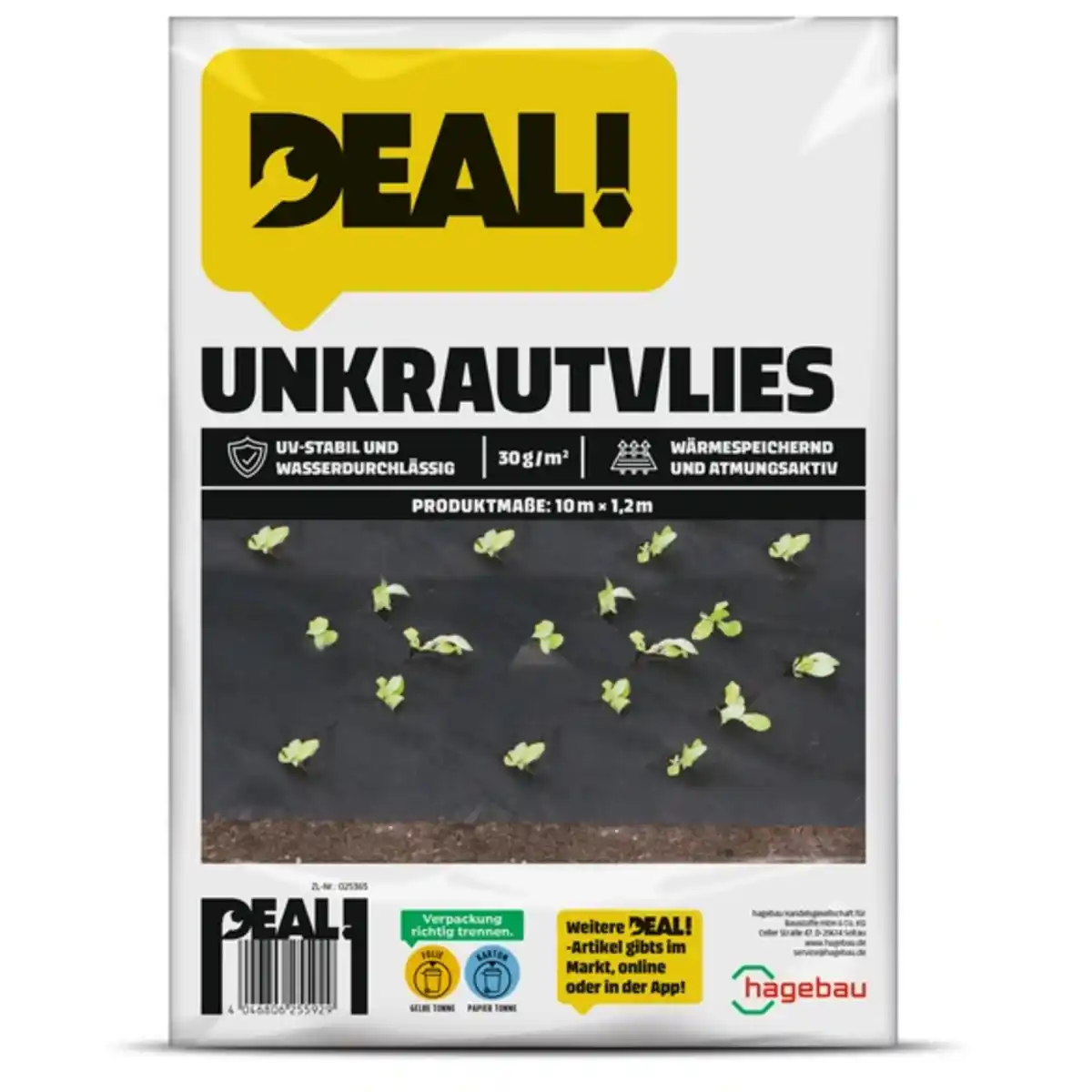 Bild 1 von Unkrautvlies, LxB: 10 x 1,2 m, 30 g/m², schwarz