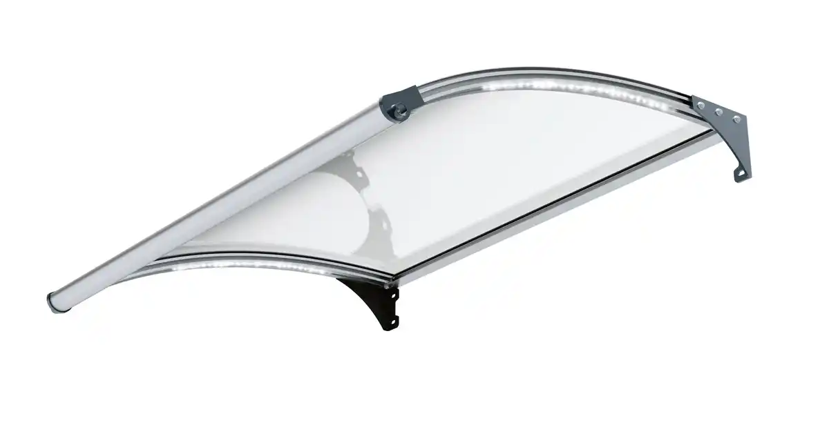 Bild 1 von Primaster Vordach Marseille silber 150 x 100 cm mit Polycarbonat-Abdeckung und LED