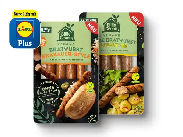 Bild 1 von Billie Green Vegane Bratwurst-Alternative,  180 g