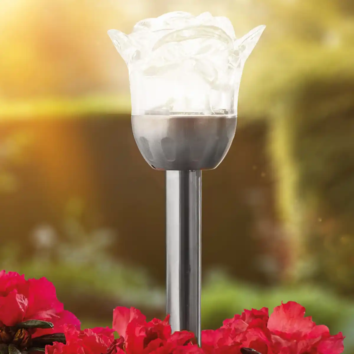 Bild 1 von I-Glow LED-Solar-Gartenstecker "Rose"