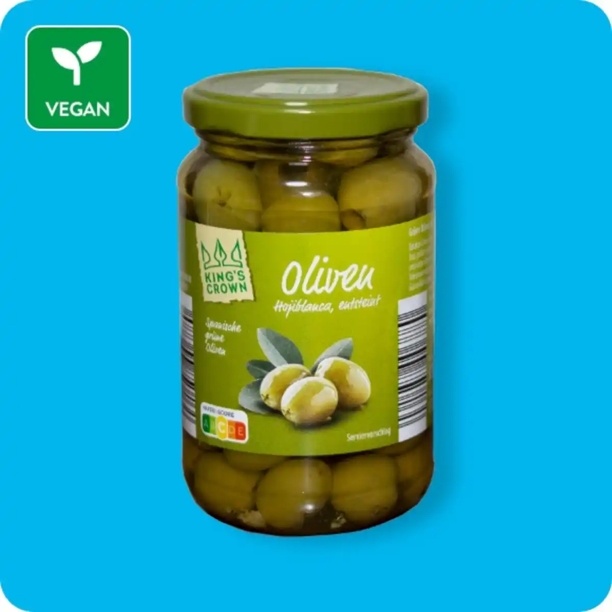 Bild 1 von KING'S CROWN Spanische Oliven, entsteint, Grüne Oliven