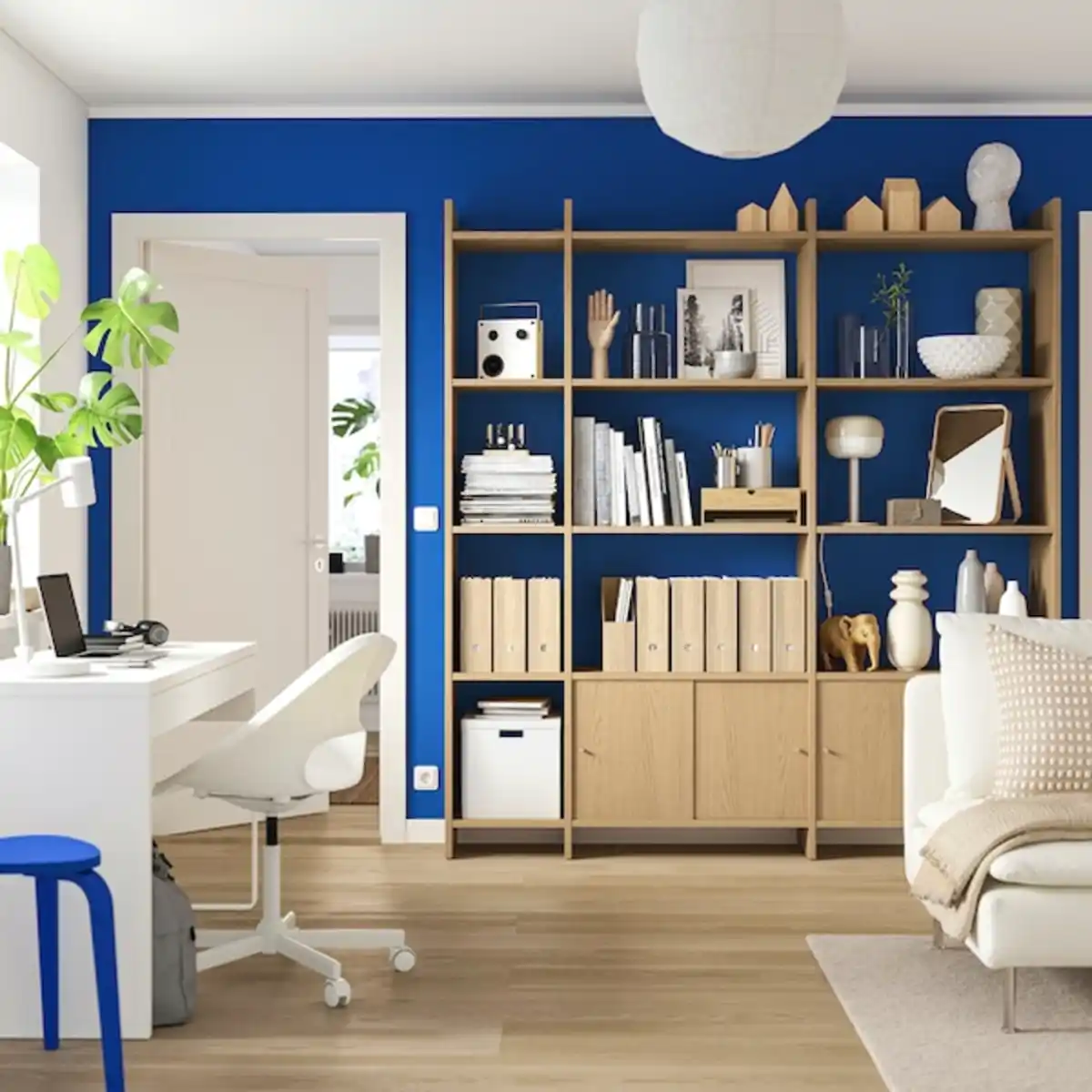 Bild 3 von LÅDMAKARE Aufbewahrung mit Schiebetüren, mit 11 Böden/Eichenachbildung 198x35x212 cm