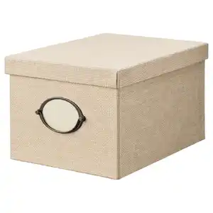 KVARNVIK Kasten mit Deckel, beige 25x35x20 cm
