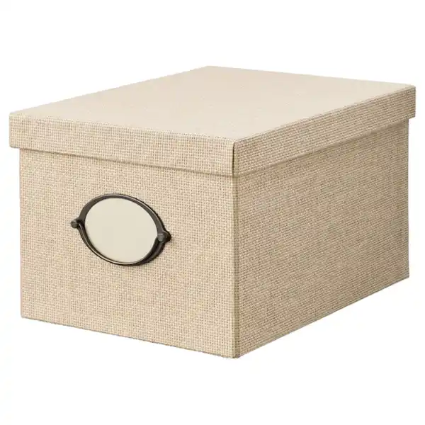 Bild 1 von KVARNVIK Kasten mit Deckel, beige 25x35x20 cm