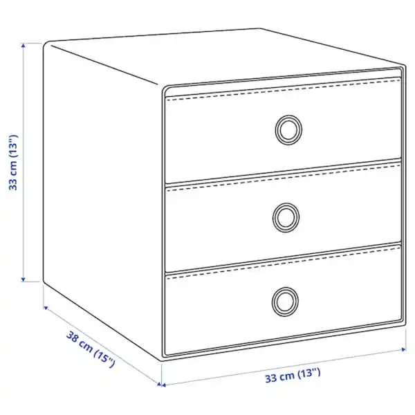 Bild 4 von BLÄDDRA Minikommode mit 3 Schubladen, grau 33x38 cm
