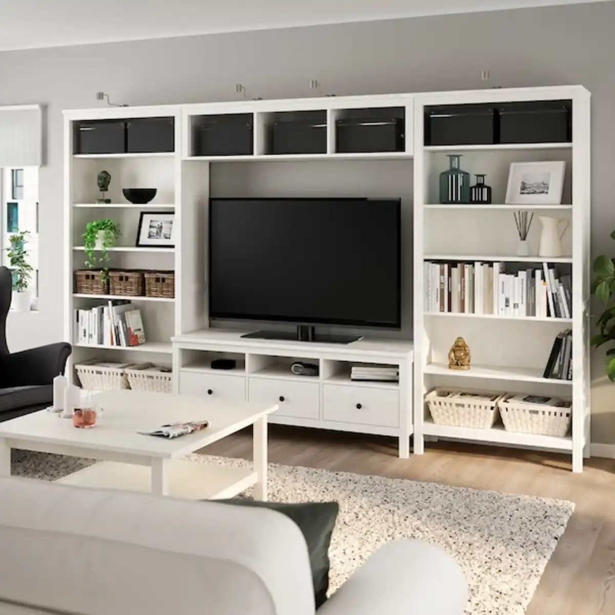 Bild 2 von HEMNES TV-Möbel, Kombination, weiß gebeizt 326x197 cm