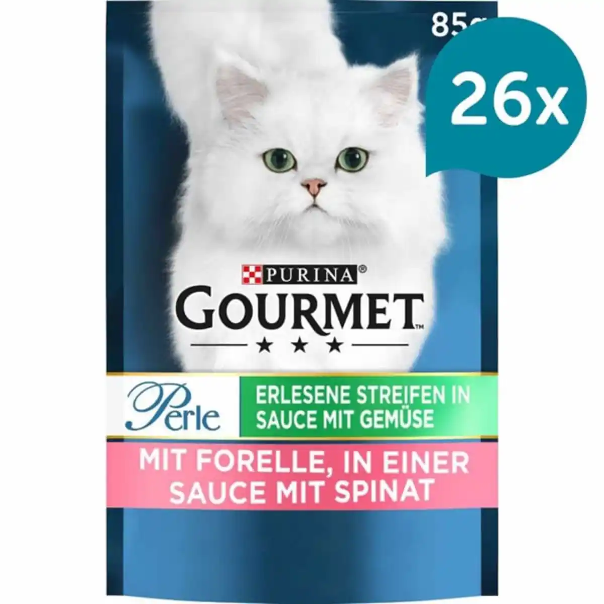 Bild 1 von GOURMET Perle Erlesene Streifen in Sauce mit Forelle und Spinat 26x85g