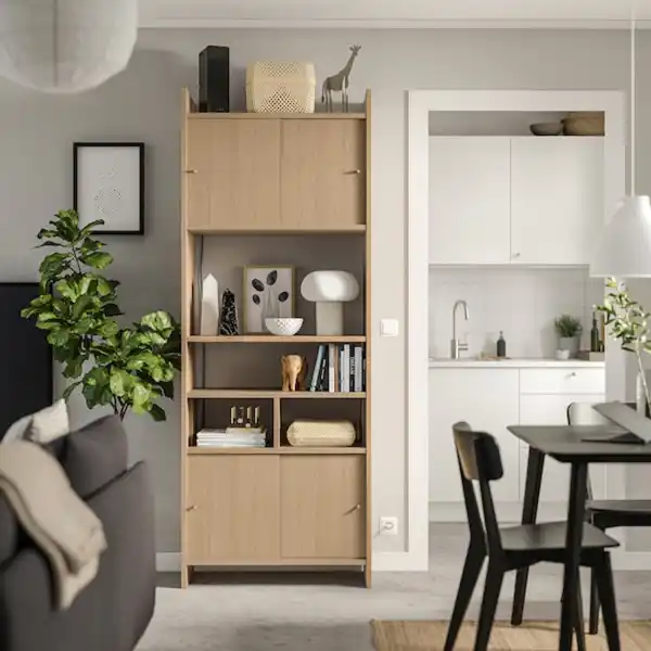 Bild 2 von LÅDMAKARE Aufbewahrung mit Schiebetüren, mit 1 Regaleinsatz/Eichenachbildung 81x35x212 cm