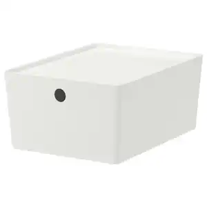 KUGGIS Box mit Deckel, weiß 26x35x15 cm