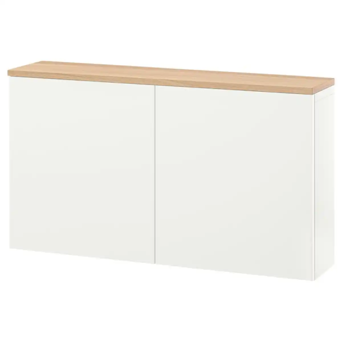 Bild 1 von BESTÅ Schrankkombination für Wandmontage, weiß Lappviken/Eichenfurnier 120x22x66 cm