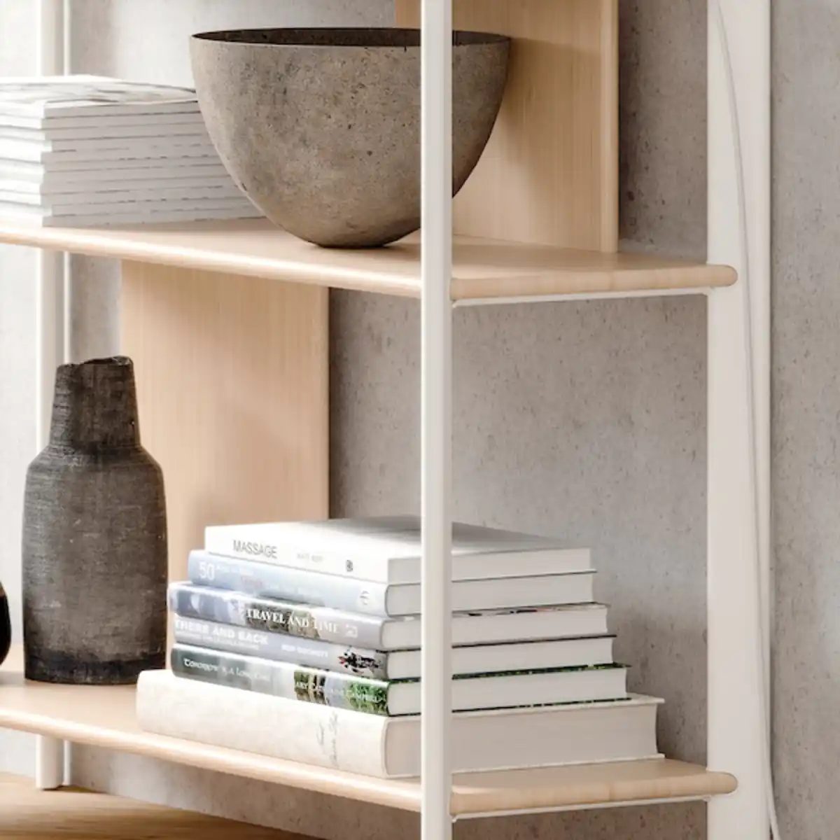 Bild 3 von JÄTTESTA Beistelltisch, weiß/Bambus hell 95x30 cm