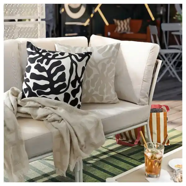 Bild 2 von GRÖNKNAVEL Plaid, Karo beige/für draußen drinnen 180x120 cm