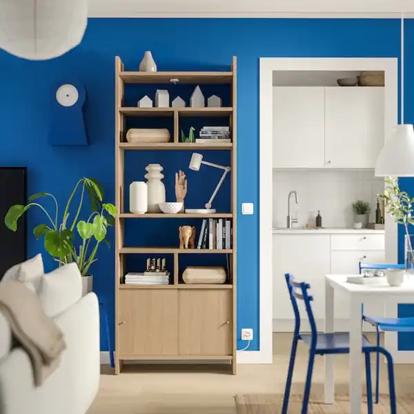 Bild 2 von LÅDMAKARE Aufbewahrung mit Schiebetüren, mit 2 Regaleinsätzen/Eichenachbildung 81x35x212 cm