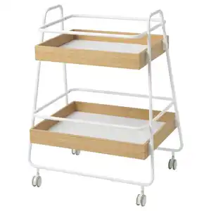 SVENARUM Rolltisch mit Aufbewahrung, Bambus/weiß 40x56 cm