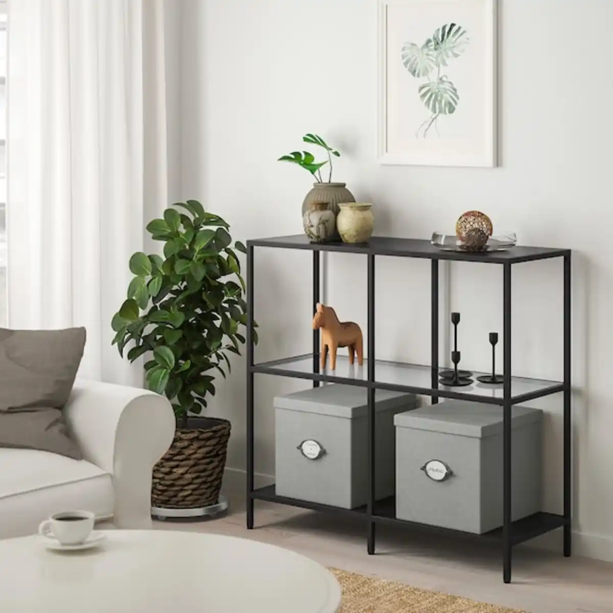 Bild 4 von VITTSJÖ Regal, schwarzbraun/Glas 100x93 cm