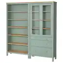 Bild 1 von HEMNES Aufbewkomb.+Türen/Schubladen, graugrün/hellbraun lasiert 180x197 cm
