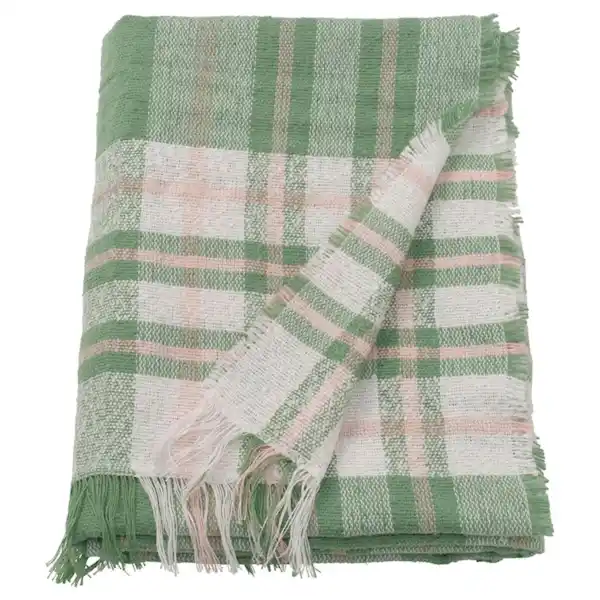 Bild 1 von BISKOPSMÖSSA Plaid, grün/elfenbeinweiß 130x170 cm