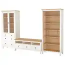 Bild 1 von HEMNES TV-Möbel, Kombination, weiß gebeizt/hellbraun Klarglas 326x197 cm