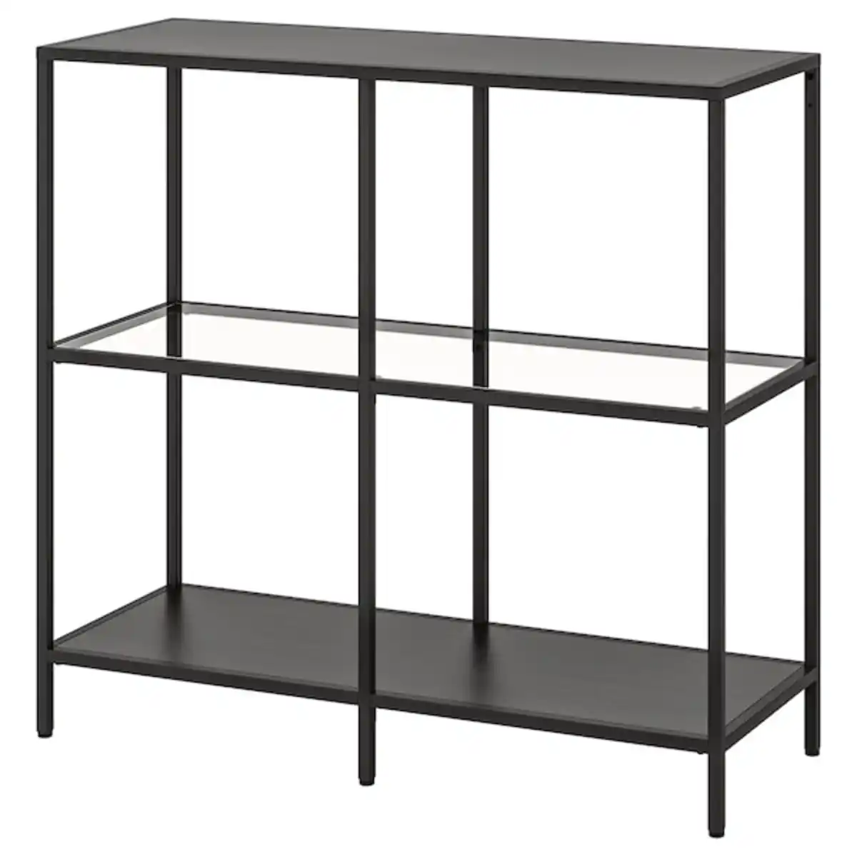 Bild 1 von VITTSJÖ Regal, schwarzbraun/Glas 100x93 cm