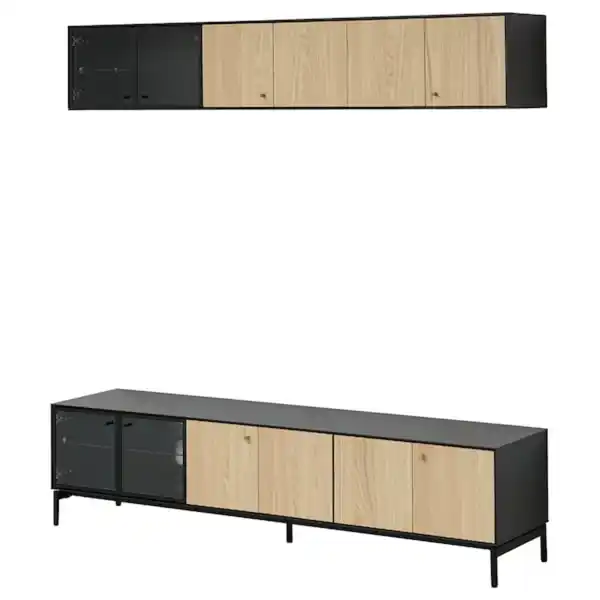 Bild 1 von BOASTAD TV-Möbel, Kombination, schwarz/Eichenfurnier 181x42 cm
