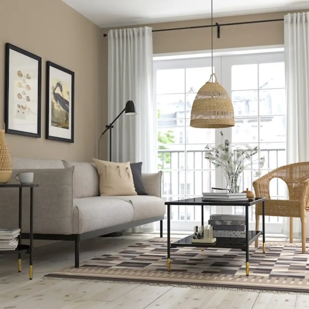 Bild 3 von ÄSPERÖD Beistelltisch, schwarz/Glas schwarz 45 cm