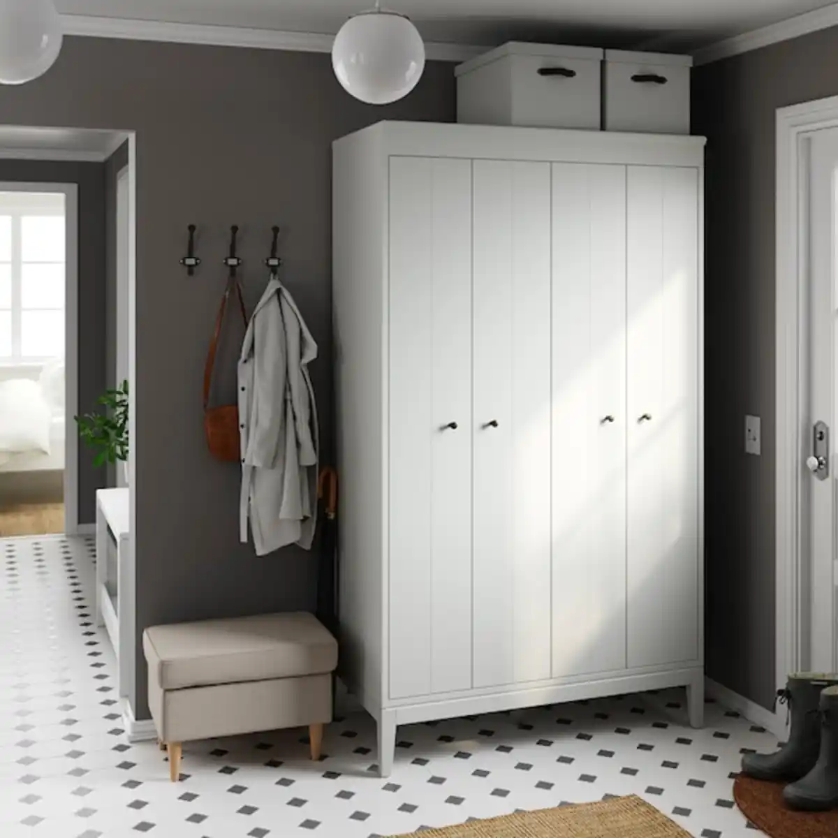 Bild 3 von BLÄDDRARE Kasten mit Deckel, grau/gemustert 35x50x30 cm