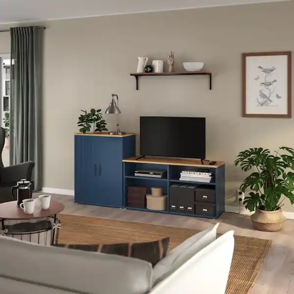 Bild 2 von SKRUVBY TV-Möbel, Kombination, schwarzblau 188x38x90 cm