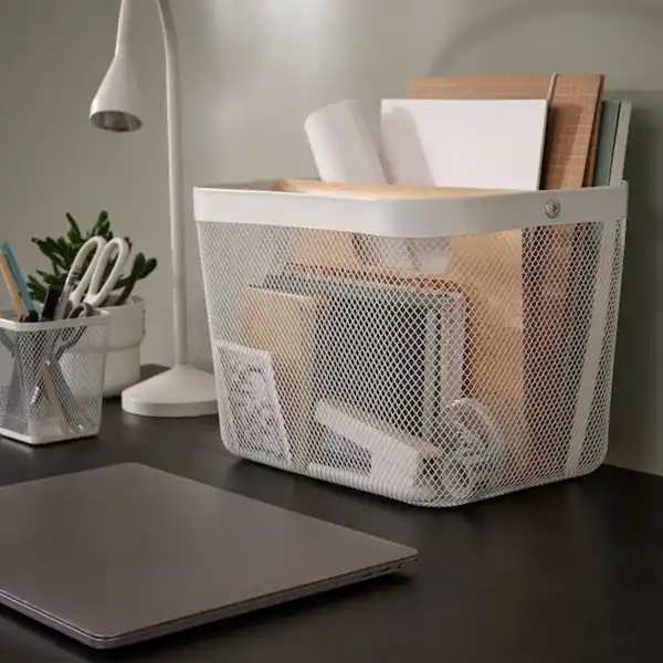 Bild 2 von RISATORP Korb mit Fächern, weiß 33x24x23 cm