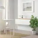 Bild 2 von BESTÅ Schrankkombination für Wandmontage, weiß Lappviken/Eichenfurnier 120x22x40 cm