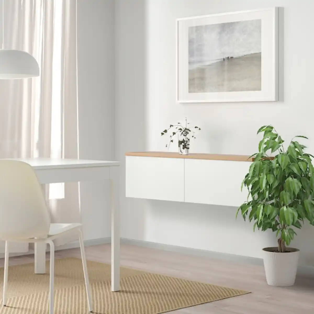 Bild 2 von BESTÅ Schrankkombination für Wandmontage, weiß Lappviken/Eichenfurnier 120x22x40 cm