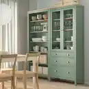 Bild 2 von HEMNES Aufbewkomb.+Türen/Schubladen, graugrün/hellbraun lasiert 180x197 cm
