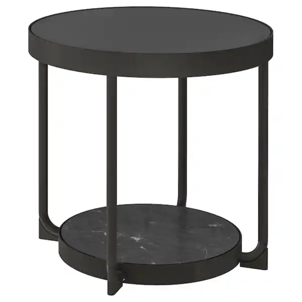 Bild 1 von FRÖTORP Beistelltisch, anthrazit marmoriert/schwarz Glas 48 cm