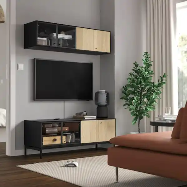 Bild 2 von BOASTAD TV-Möbel, Kombination, schwarz/Eichenfurnier 121x42 cm