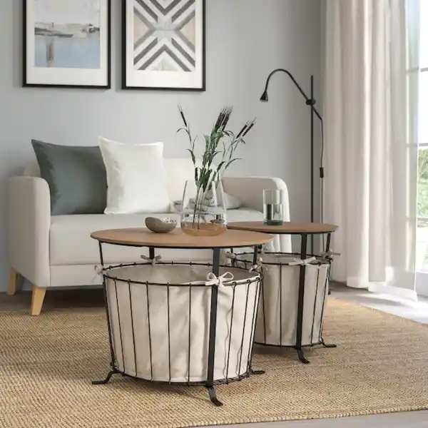 Bild 4 von ÄNGESBYN Aufbewahrungstisch, schwarz/Kiefer hellbraun lasiert 60 cm