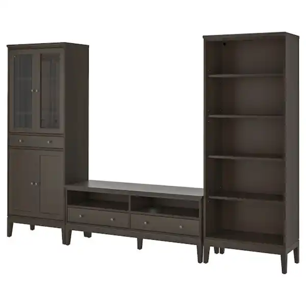 Bild 1 von IDANÄS TV-Möbel, Kombination, Glas/dunkelbraun lasiert 325x40x211 cm
