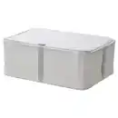 Bild 1 von HEMMAFIXARE Aufbewahrungstasche, Stoff gestreift/weiß/grau 34x51x19 cm
