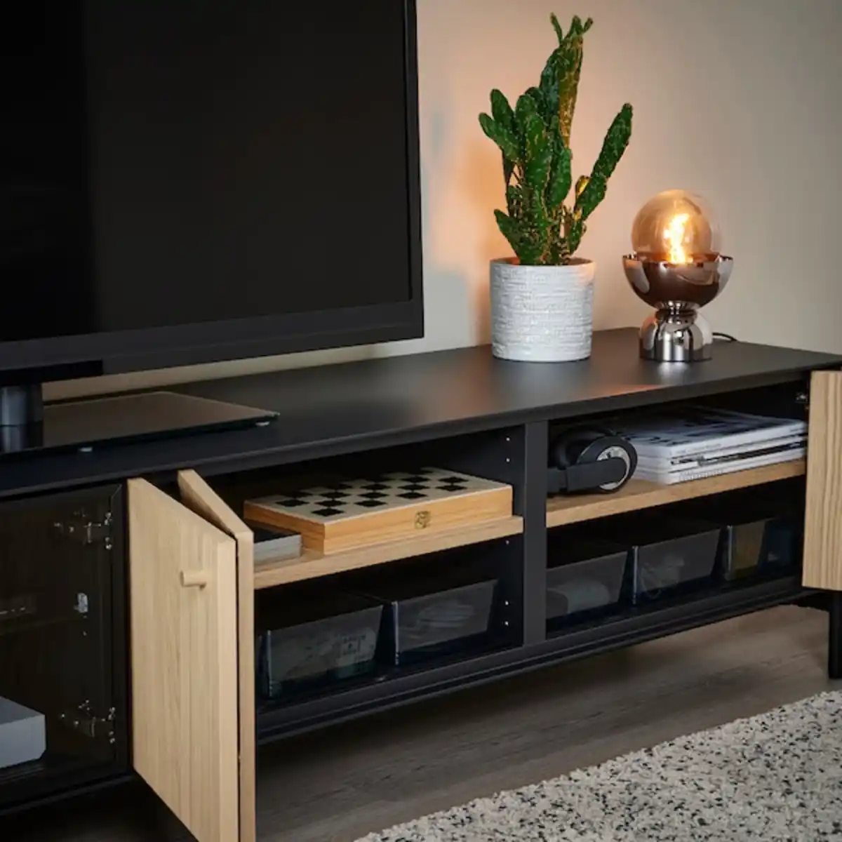 Bild 3 von BOASTAD TV-Möbel, Kombination, schwarz/Eichenfurnier 181x42 cm