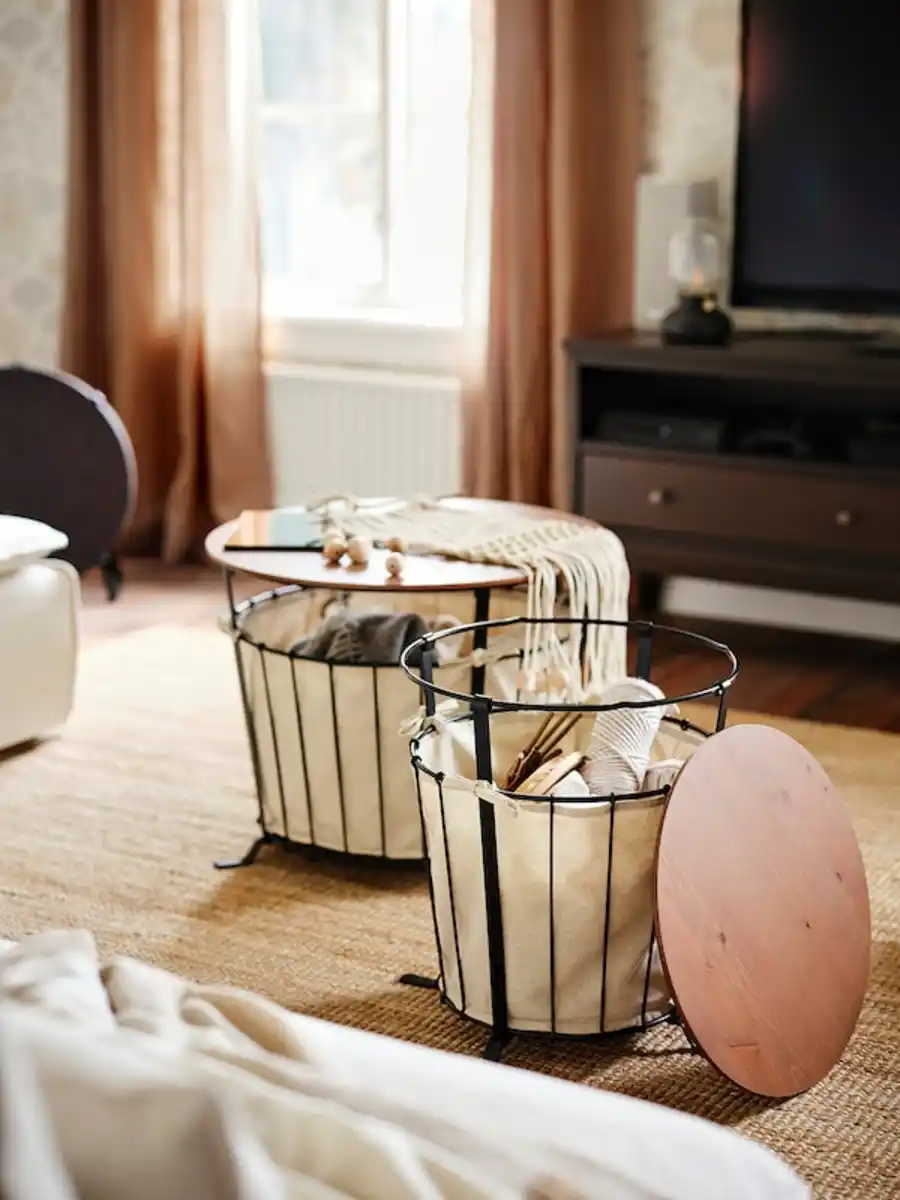 Bild 3 von ÄNGESBYN Aufbewahrungstisch, schwarz/Kiefer hellbraun lasiert 60 cm