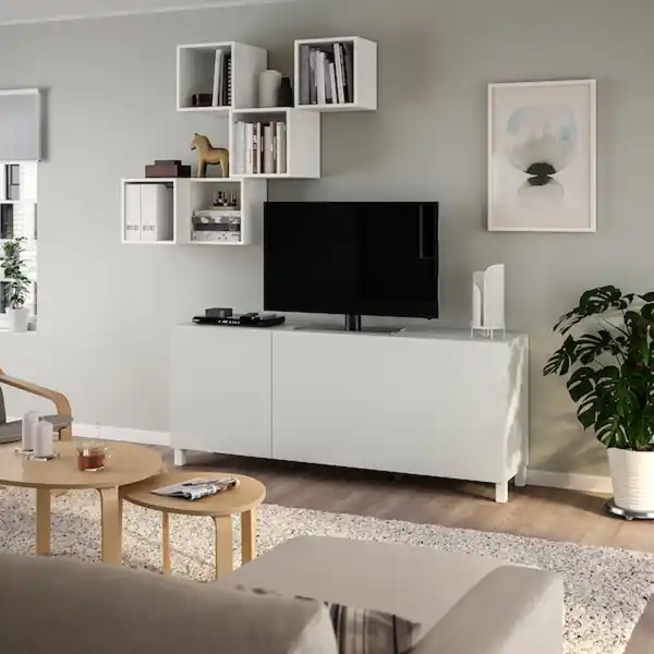 Bild 2 von BESTÅ / EKET TV-Kombination, weiß/Lappviken/Stubbarp 180x42x220 cm