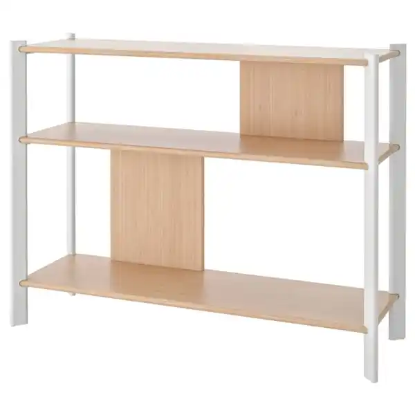 Bild 1 von JÄTTESTA Beistelltisch, weiß/Bambus hell 95x30 cm