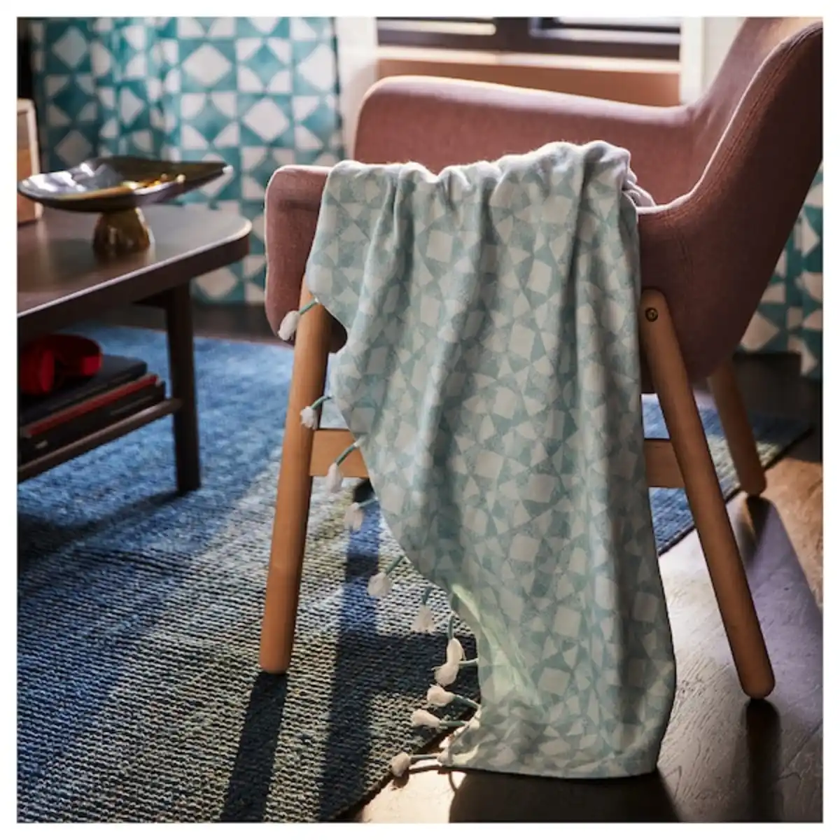 Bild 2 von GOKVÄLLÅ Plaid, blau 130x170 cm