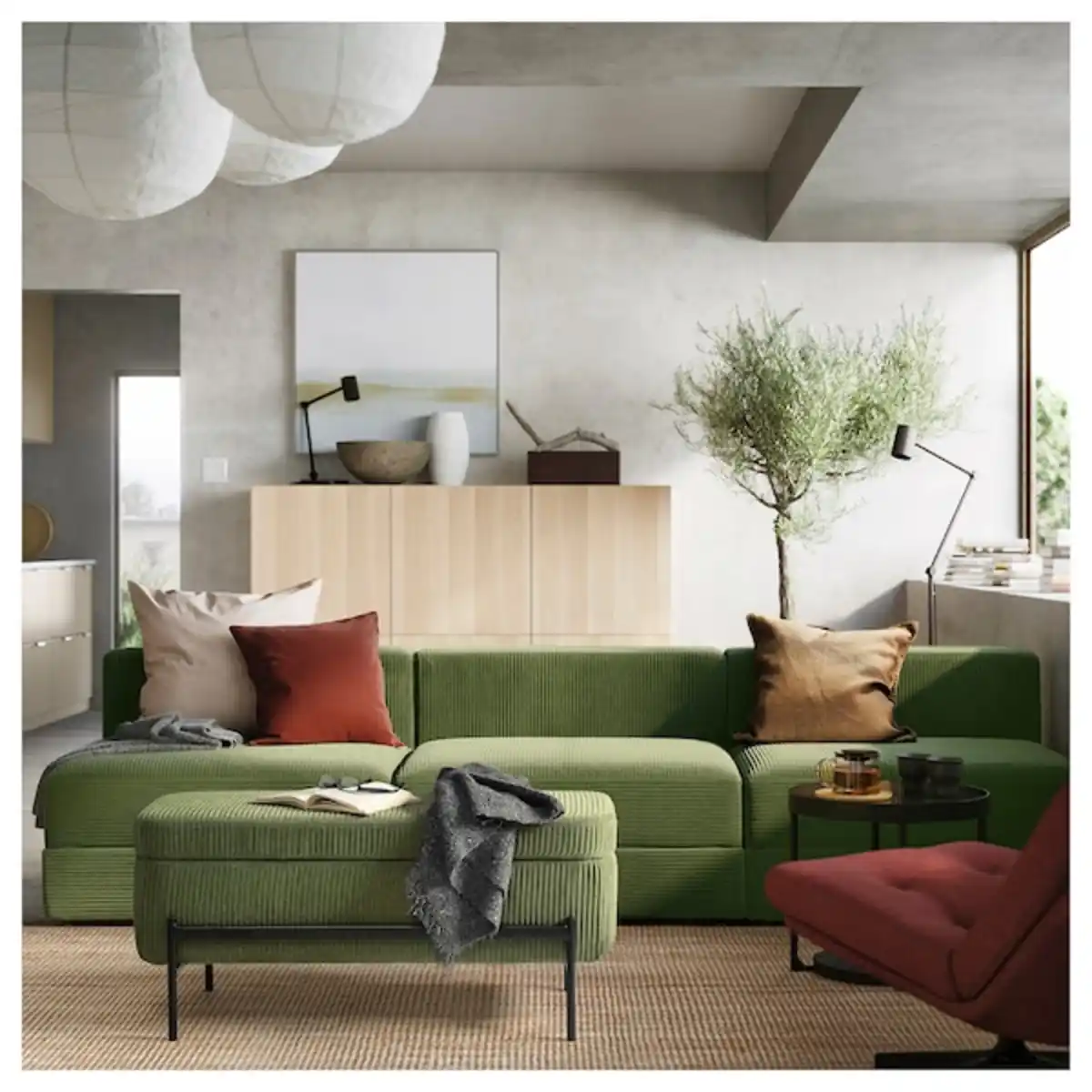 Bild 2 von VALTORP Bank, mit Stauraum/Samsala dunkelgelbgrün 103 cm