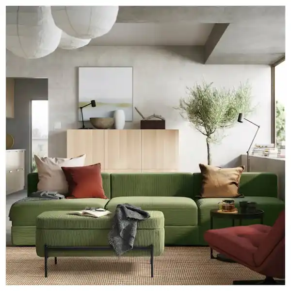 Bild 2 von VALTORP Bank, mit Stauraum/Samsala dunkelgelbgrün 103 cm