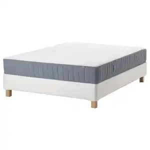 ESPEVÄR/VALEVÅG Boxbett, weiß/mittelfest hellblau 140x200 cm