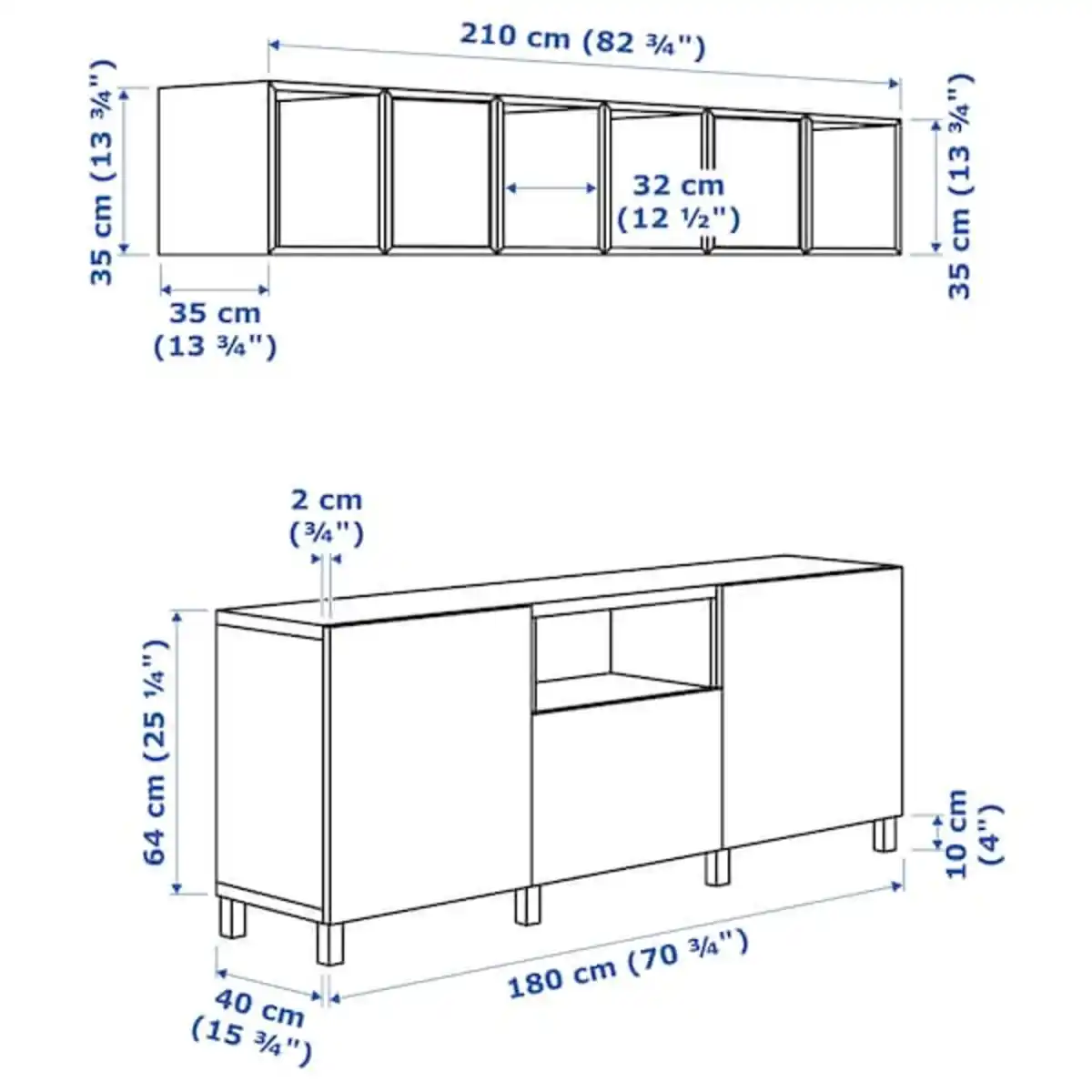 Bild 4 von BESTÅ / EKET TV-Schrankkombination, weiß 210x42x220 cm