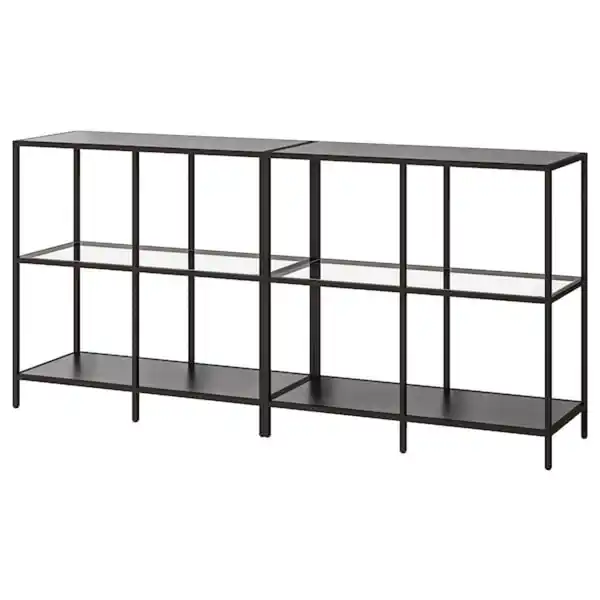 Bild 1 von VITTSJÖ Aufbewahrungskombi, schwarzbraun/Glas 200x36x93 cm