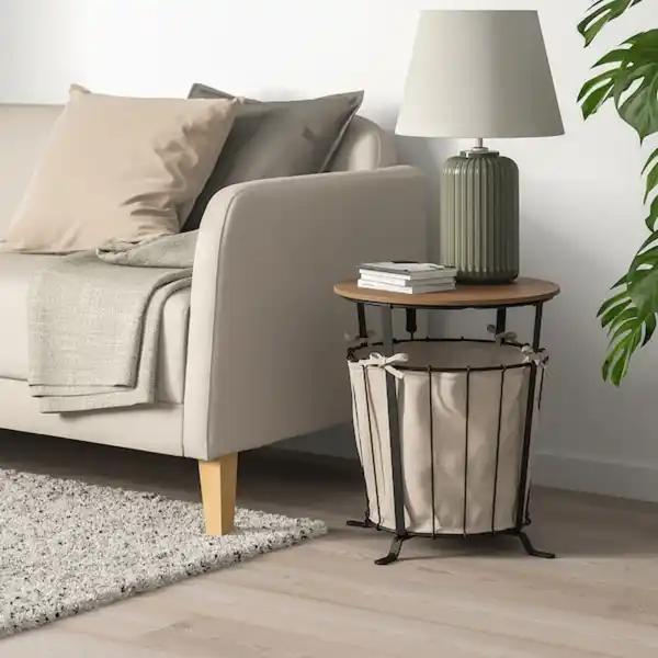 Bild 4 von ÄNGESBYN Aufbewahrungstisch, schwarz/Kiefer hellbraun lasiert 43 cm