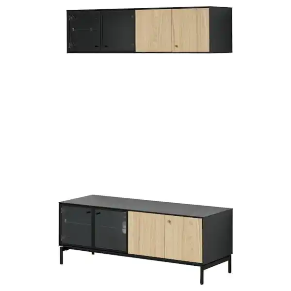 Bild 1 von BOASTAD TV-Möbel, Kombination, schwarz/Eichenfurnier 121x42 cm
