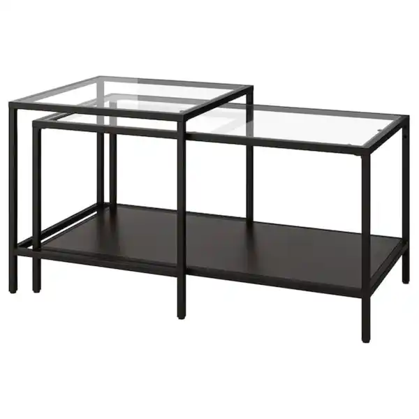Bild 1 von VITTSJÖ Satztische 2 St., schwarzbraun/Glas 90x50 cm