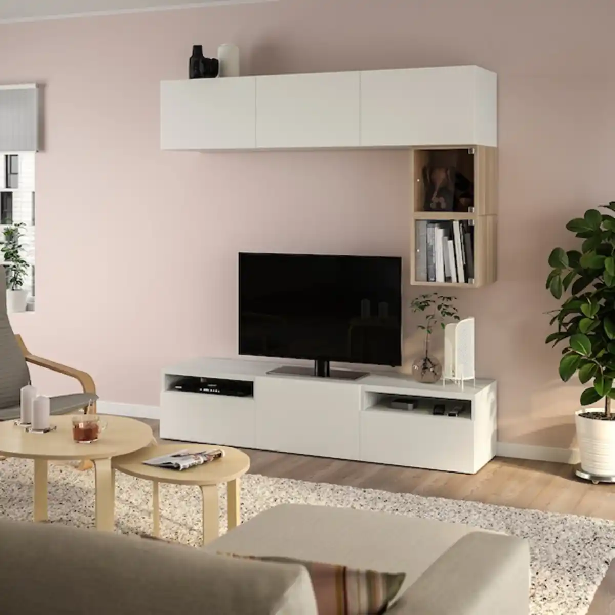 Bild 2 von BESTÅ / EKET TV-Bank, weiß/Lappviken weiß 180x42x166 cm